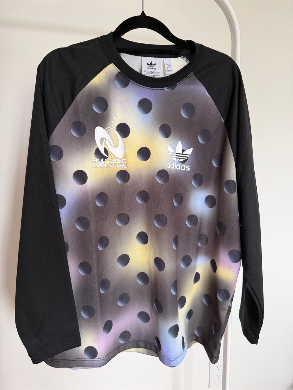 adidas Black Long Sleeve Graphic Tee with Multicolor Fade
